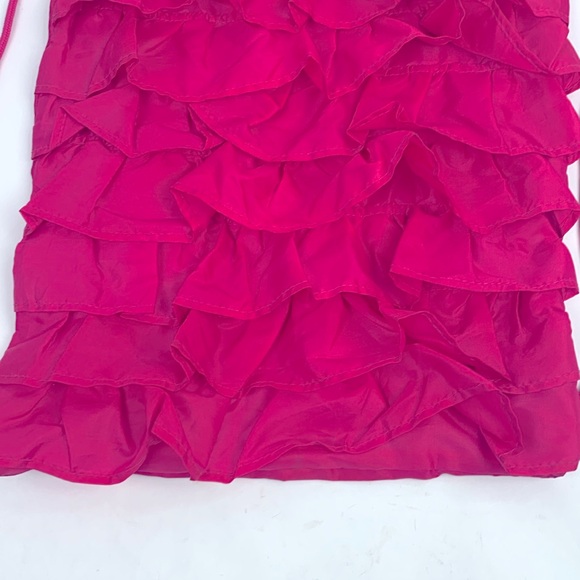 Thirty One Pink ruffled Cinch Bag Fuschia Drawstrings Zip Pocket Discontinued - Picture 4 of 9